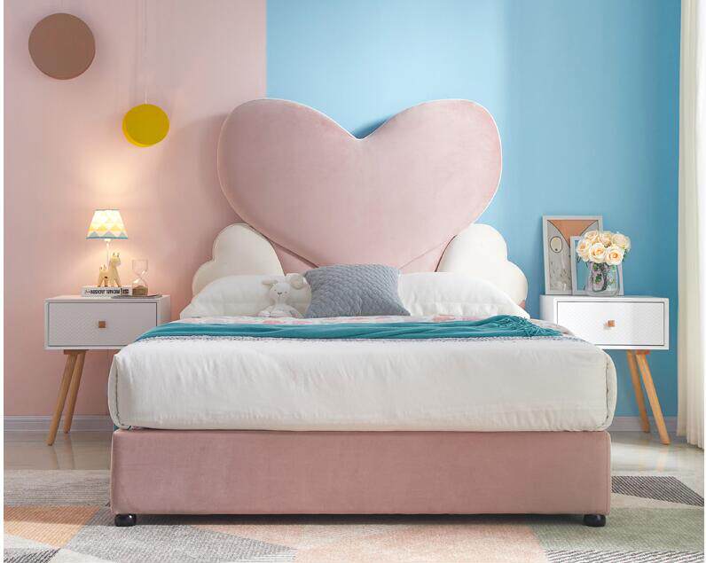 American Simple Modern Children Princess Double Bed Soft Bag Velvet Clothing Theme Hotel American Modern Simple Bed