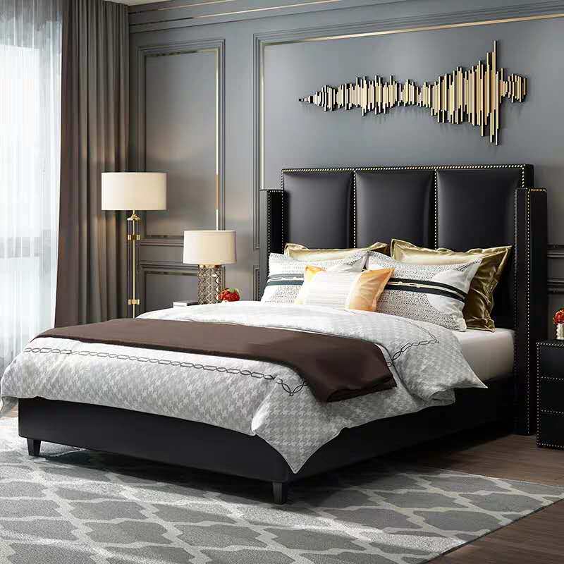 American Soft Bag Headboard Simple rivet Wing Beds Backrest Leather Art Villa Bed Screen Hotel headboard