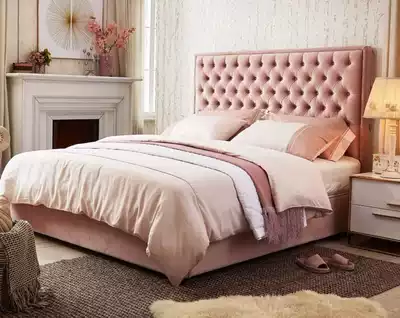 mei shi chuang upholstered bed upholstered backrest simple modern small-sized master bedroom Double 1 8 meters nuptial bed headboard