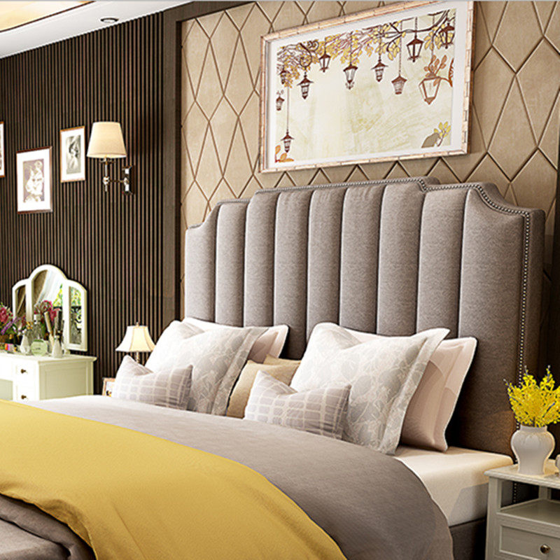 American new pine wood bed plate European style minimalist leather art rivet headbed backrest board bedroom double custom