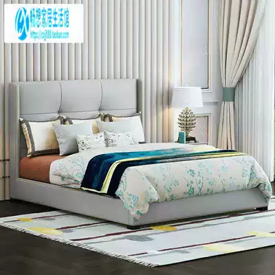 American light luxury leather headboard model modern minimalist small-sized master bedroom 1 8 meters double head back