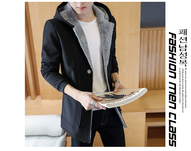 Áo gió mùa đông nam dài phiên bản Hàn Quốc của bộ đồ cotton đẹp trai Áo khoác mỏng cho học sinh cộng với áo nhung dày áo gió giá rẻ