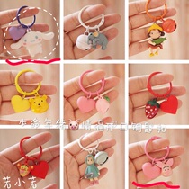 (68)Cartoon cute year of life pig keychain opening pendant couple simple car key chain