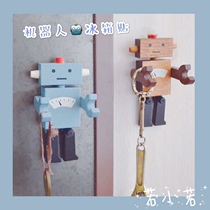 (68) Japanese-style wooden robot refrigerator hook key storage magnetic refrigerator stickers