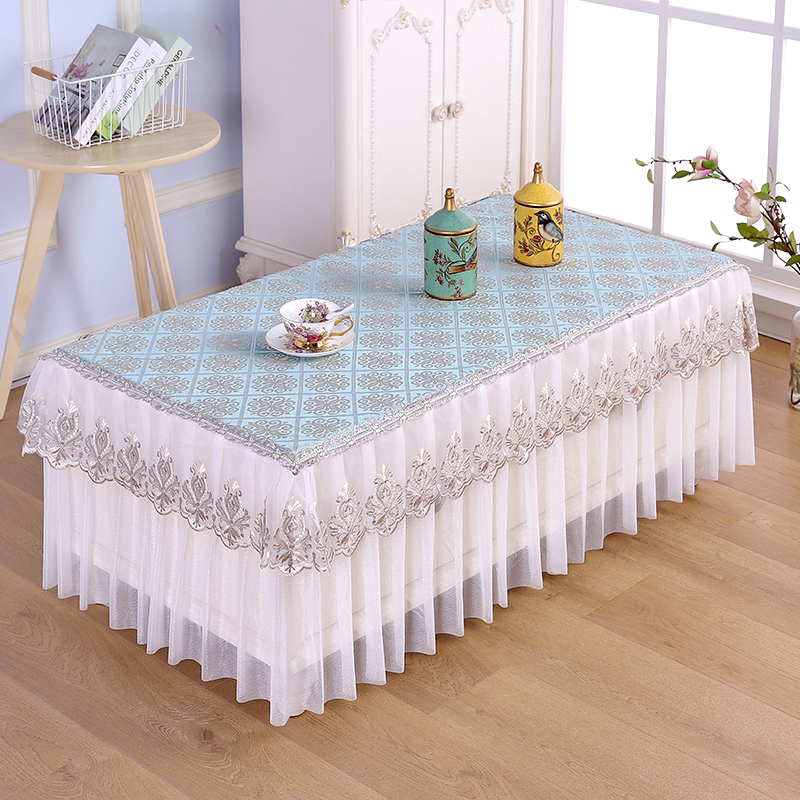 Tea table tablectable living room tea table cover tea table cover tea table cover anti-slip lace dust cover rectangular TV cabinet hood sub-bed cover cloth