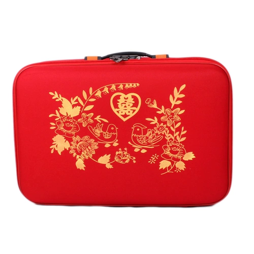 Красный чемодан для невесты, коробка, ретро портативная сумка