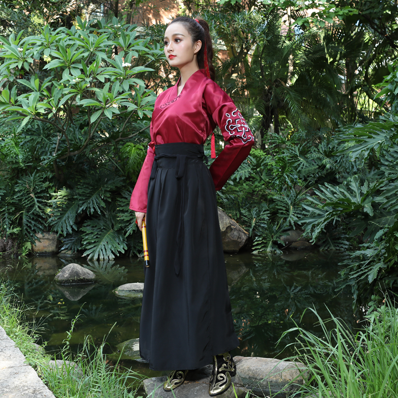 Ancient costume martial arts style Hanfu female Han element Chinese style daily improvement graduation photo class uniform stage performance costume