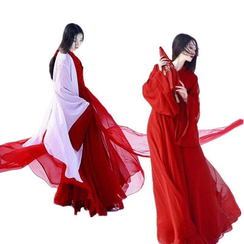Hanfu outside the female red Yan ancient dress Autumn and winter Wei and Jin style elegant fairy ancient style Super fairy Chinese style multi-color large sleeve shirt
