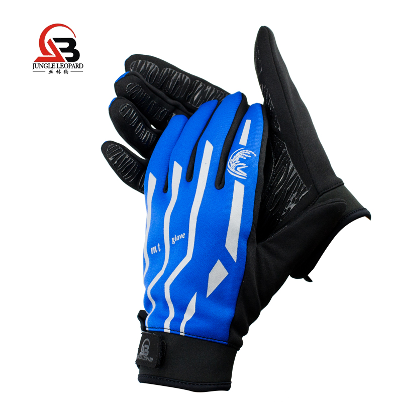 Jungle Leopard Outdoor Climbing Fleece Gloves Full Finger Non-Slip Winter Warm Gloves Men's Women's