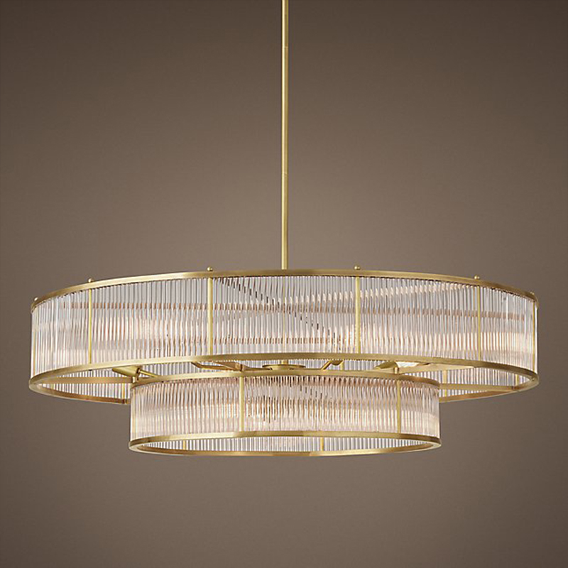 Creative neoclassical round double-layer glass rod original chandelier luxurious personality American villa post-modern chandelier