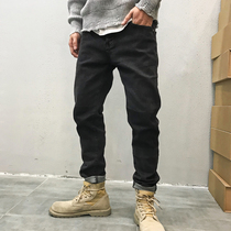 Xu Talang @ Spring New Urban Youth Slim Micro-span Black Casual Jeans European and American Street ins Tide Brand