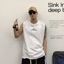 Xu Tailang Brief Sleeveless T-shirt Male Summer Pure Cotton American Casual Retro Letter Printed Loose Sport Vest