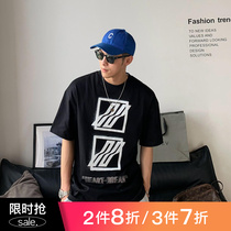 Xu Tailang KAN About Korean Wind Short sleeves T-shirt Male Summer Youth Mens Costume Handsome students American Tide Cards Half Sleeve Tide