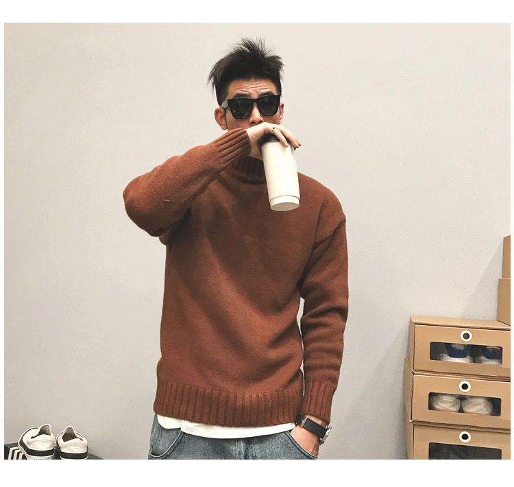 Mùa xuân và mùa thu Nhật Bản Tide Casual Áo len cao cổ nam giới bf Harajuku Thanh niên áo len cao cổ áo đôi nữ bạn thân