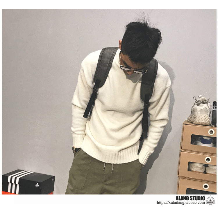 Mùa xuân và mùa thu Nhật Bản Tide Casual Áo len cao cổ nam giới bf Harajuku Thanh niên áo len cao cổ áo đôi nữ bạn thân