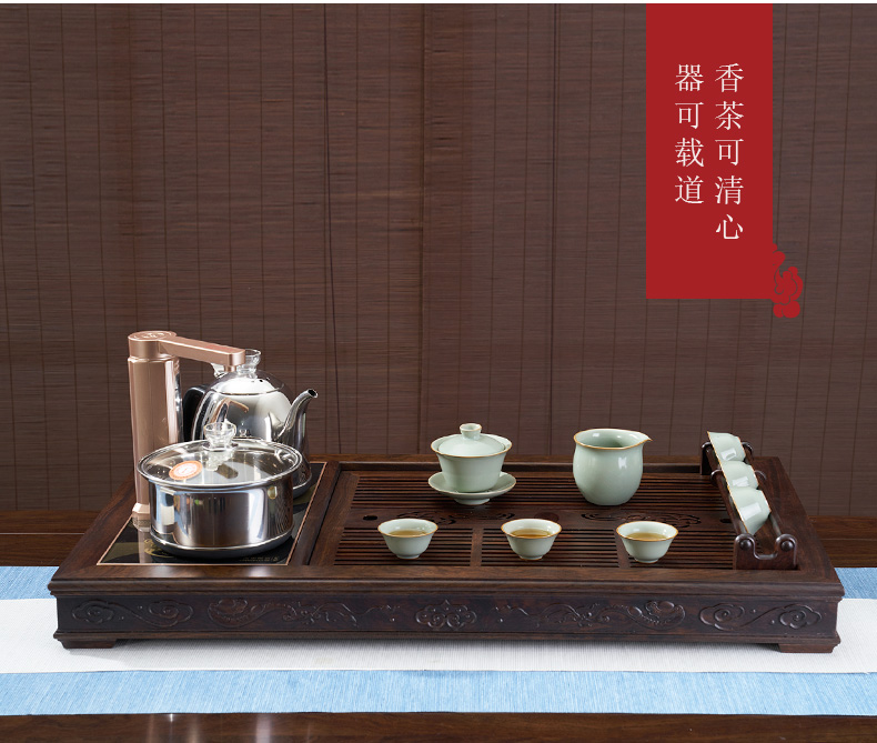 Han and tang dynasties ruyi solid wood home sitting room ground fully automatic large kung fu tea set drainage type tea table