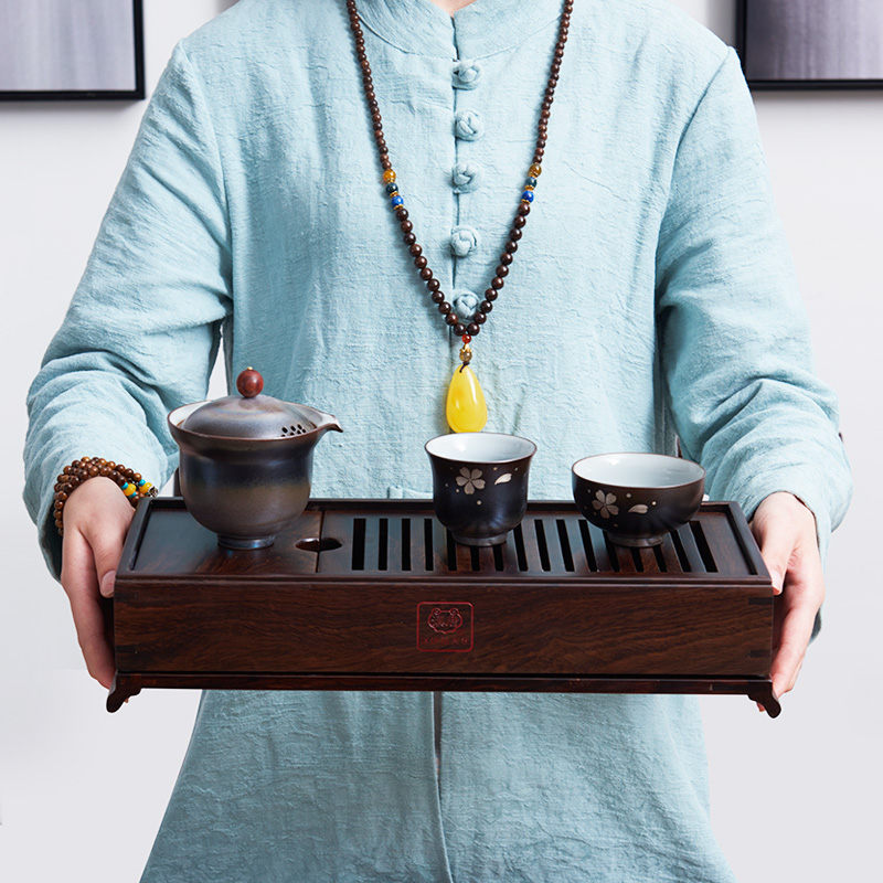 Han and tang dynasties dry tea tray saucer small tea table solid wood mini storage tray was easy portable travel tea set