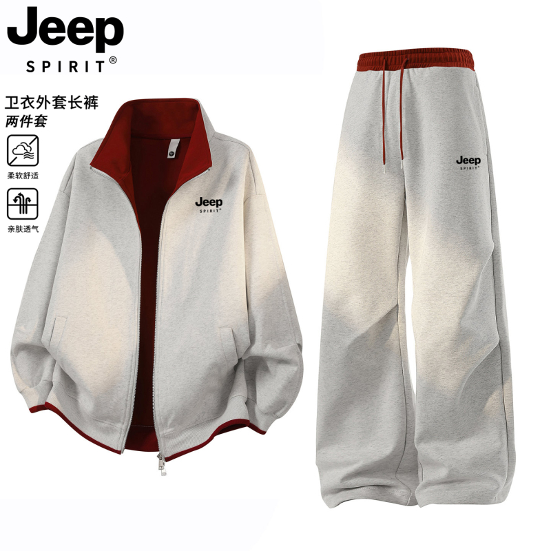 Jeep Sportswear Suit for Men 2026 New Spring and Autum Two-Piece Set for Teenagers Casual Sweatpants Sweatshirt Jacket for Men