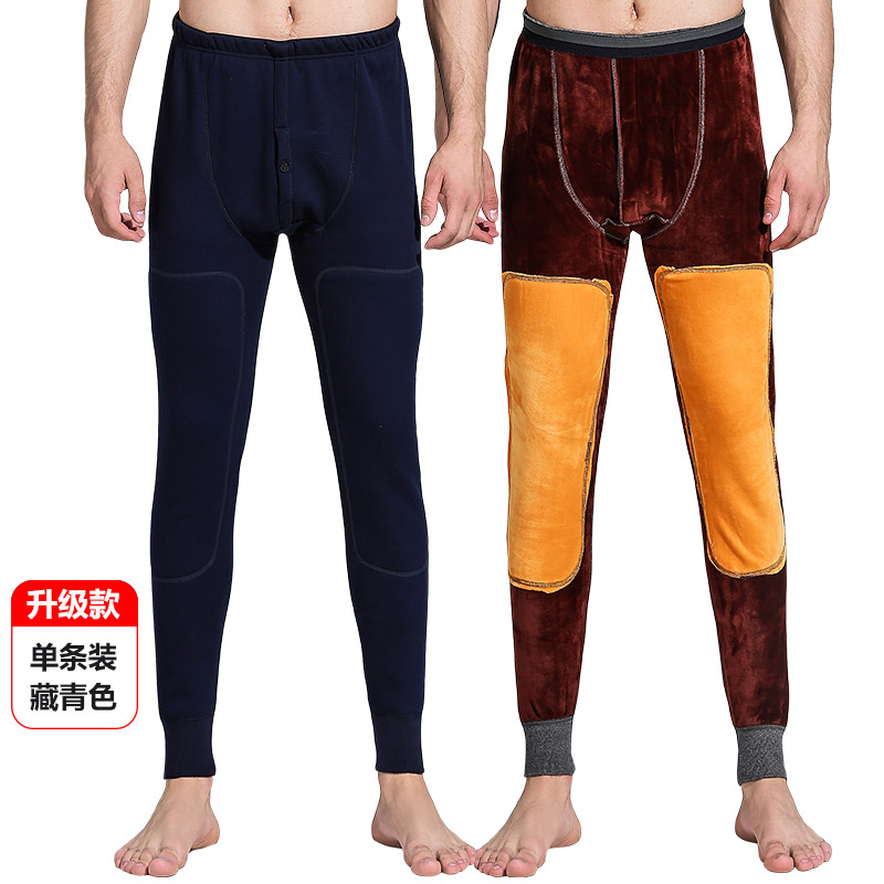 Hengyuanxiang mens siêu dày phụ nữ đồ lót ấm áp cộng với bộ đồ dày cộng với nhung cho người già lạnh bông quần quần mùa thu mùa thu mùa đông.