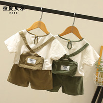 Lashabelle male and female child casual summer fit children short sleeve suit baby boy clothing baby two sets of thin foreign air