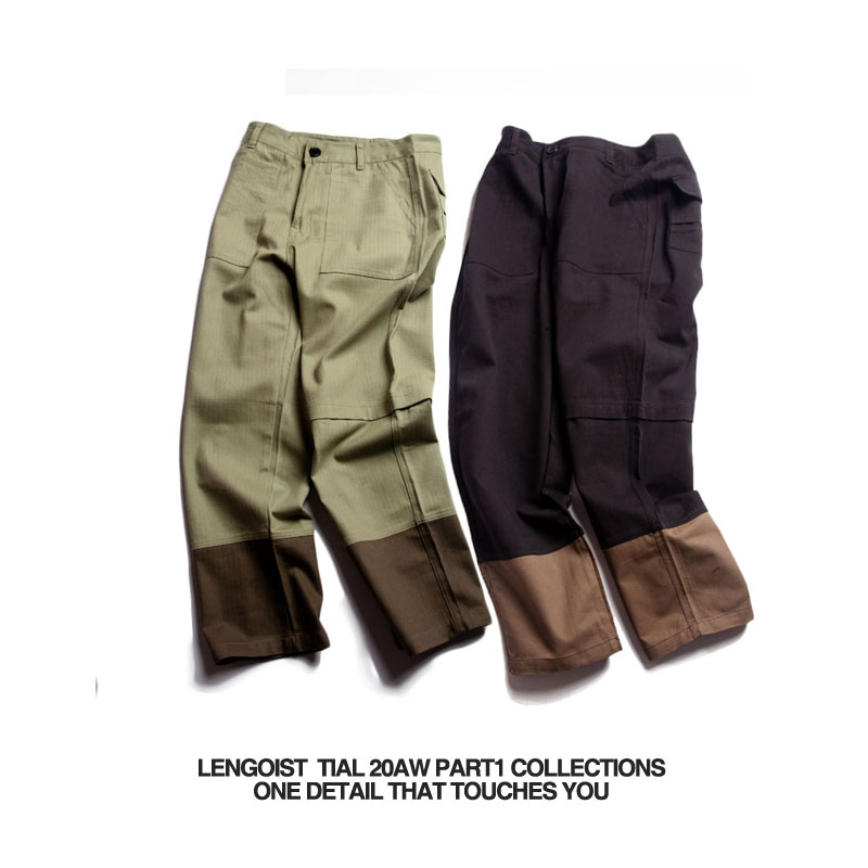 Japanese Seasonal Day Style Improvement Splicing Deck Pants Bread Pants Loose for men and women casual work clothes Straight barrel wide pants bag