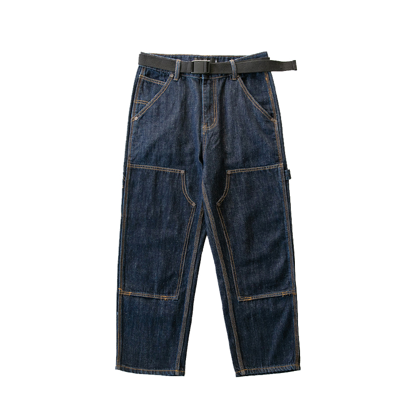 Day Ensemble Casual Retro Heavy Lbs Thick Real Men And Women Loose Dark Denim Loose Straight Barrel Long Pants Texture Full