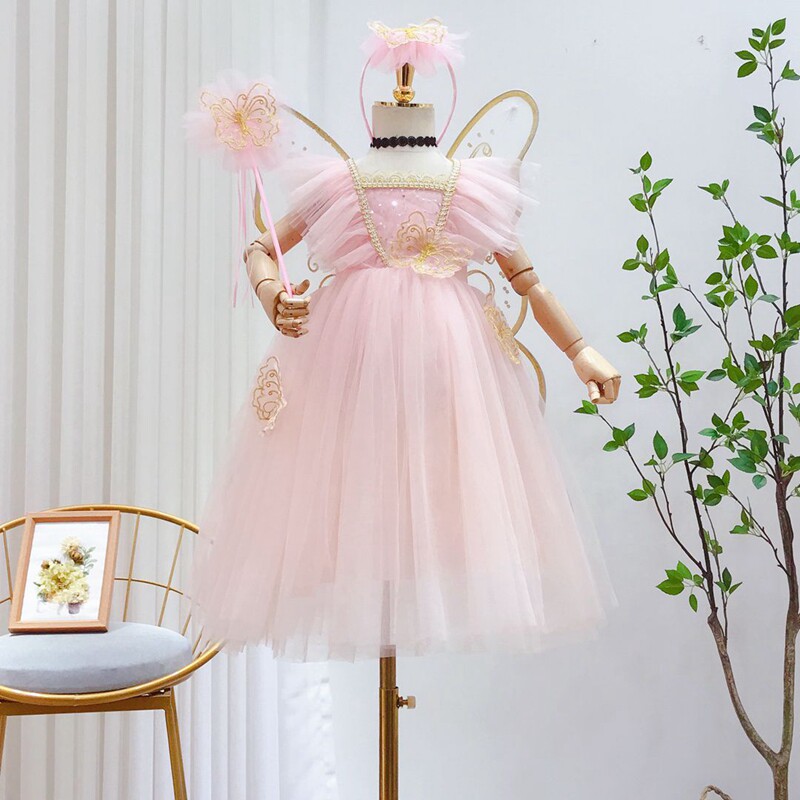 Children's dress skirt girls summer dress fairy flower fairy princess skirt female treasure butterfly wings fluffy gauze skirt