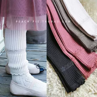 Clearance spot {Peach pie} Korean children's wear lace flower polished thickened girl's pit pants 235