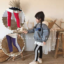 Clearance Peach-pie Korean childrens clothing 2020 winter sports girls bar school pants plus velvet leggings 331