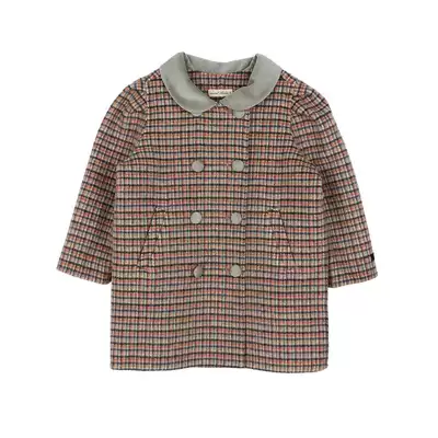 Clearance spot Peach-pie Korean children's clothing 2020 winter retro plaid girl handmade cashmere coat 71