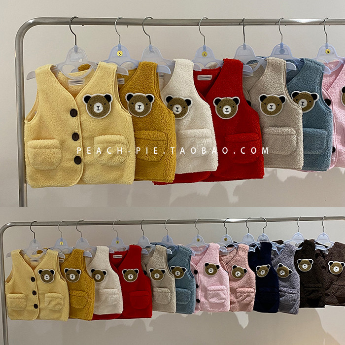 Clear Cabin Spot Peach Pie Korean children's clothing 2020 winter male and female children plush warm vest small great boy 313
