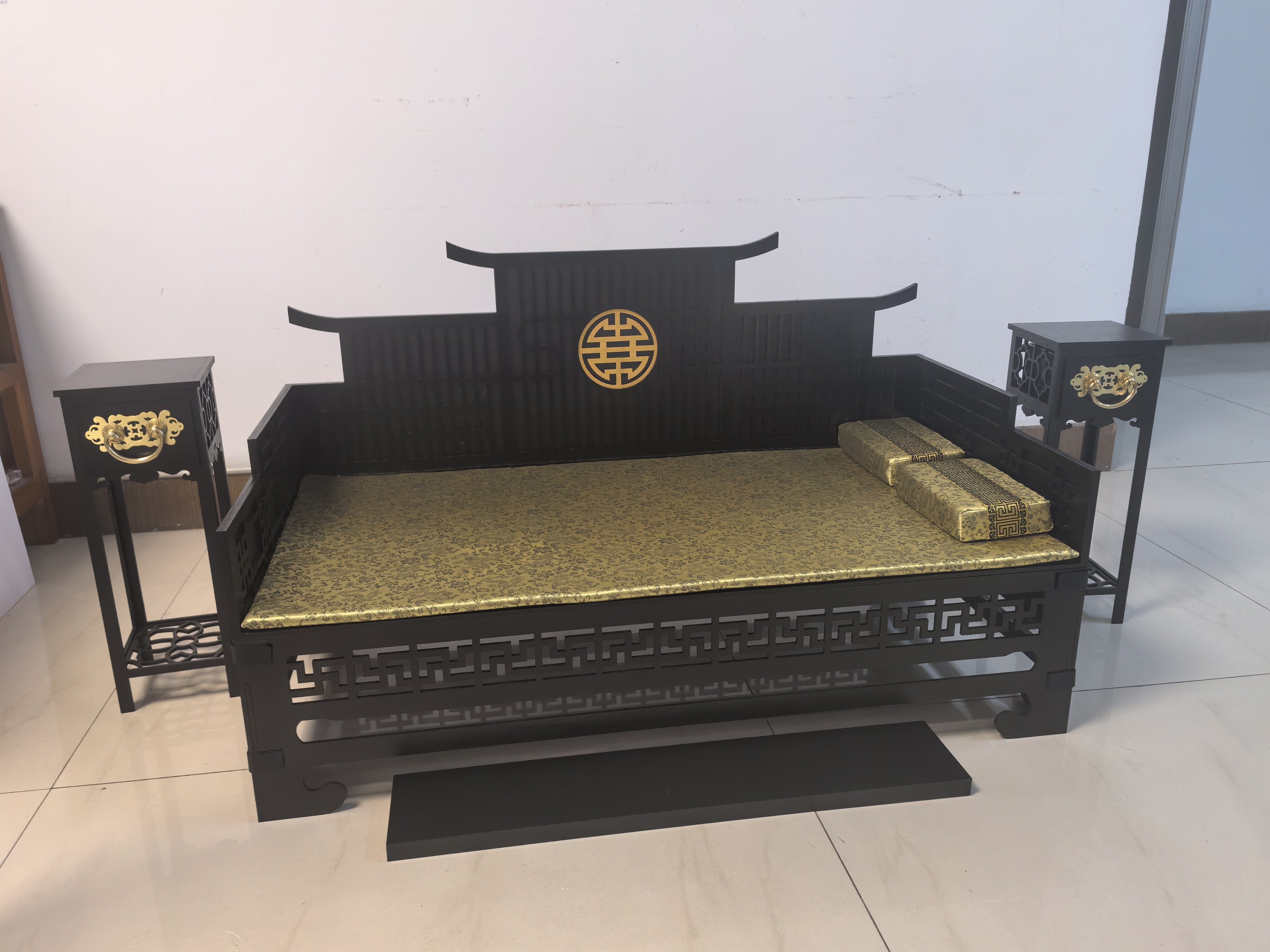 bjd场景道具娃屋 三分四分娃大叔古风床 bjd罗汉床 叔体床榻 4分bjd娃用古风家具