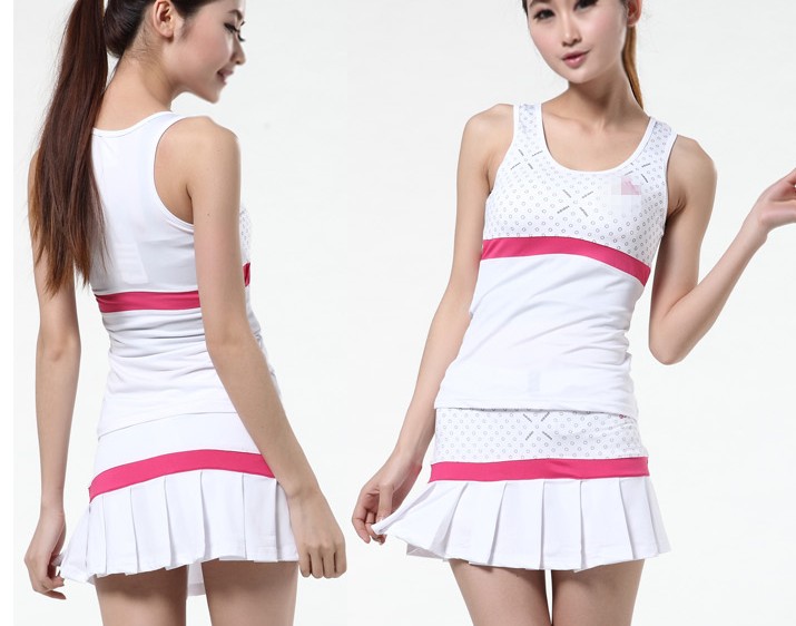 Váy thể thao nữ mới Váy quần vợt Váy cầu lông Váy thể thao xếp li (có quần) - Trang phục thể thao ao the thao nu
