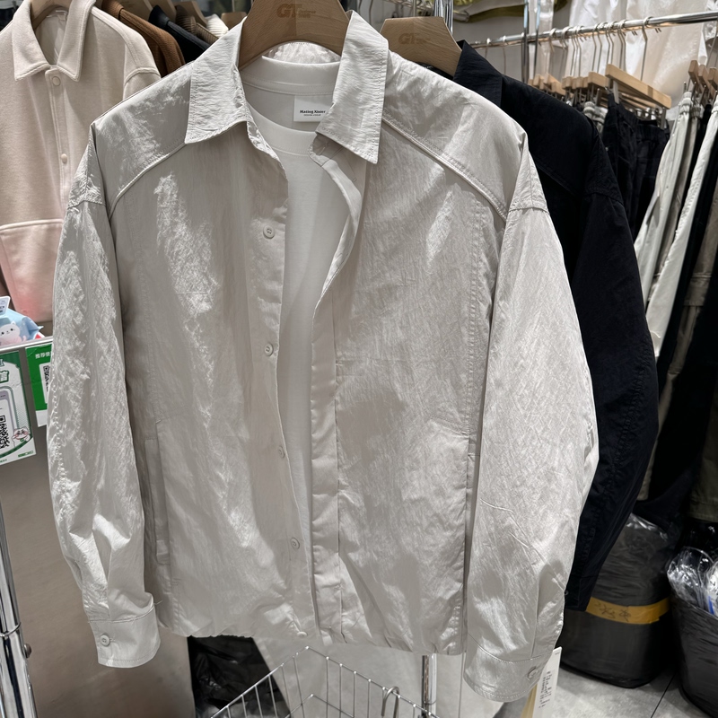 Fxb6639 Spring/Summer New Men's Casual Lapel Jacket Japanese Style Loose Old Money Style Thin Buttoned Coat