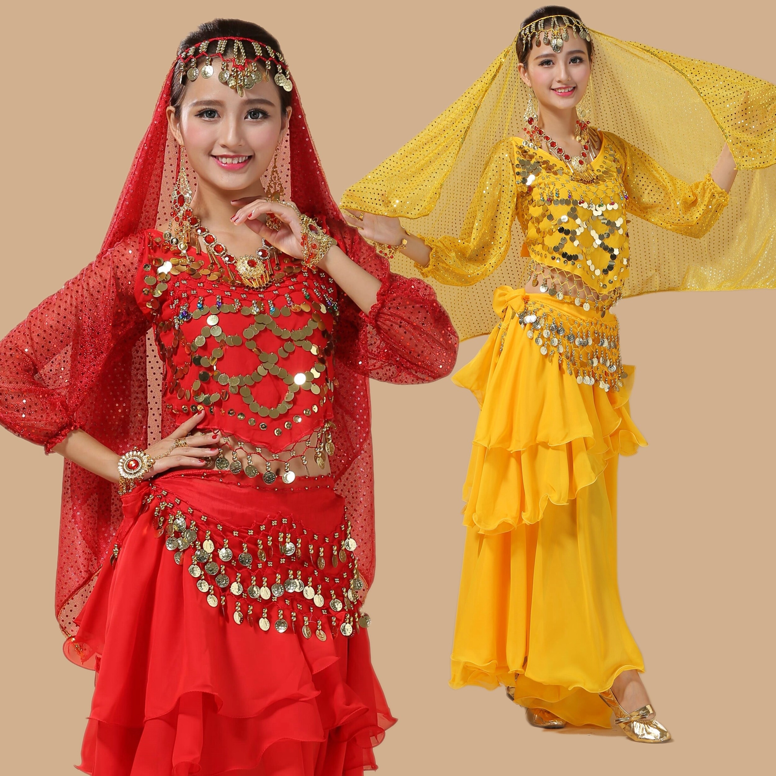 Special price Indian dance costume suit dance performance costume new belly dance suit long-sleeved cake skirt practice suit