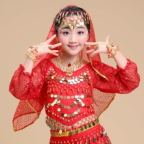 Less childrens new Indian dance to wear the headscarf Childrens stage performance Out of service highlights Pendant Coin Pendant head yarn