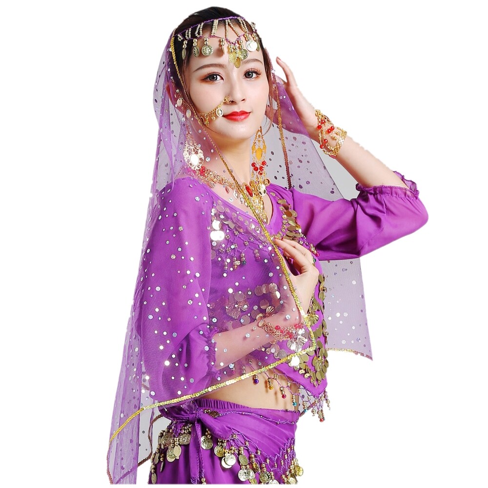 Belly Leather Folk Dance Table Performance Headwear Head Scarlet Earrings Earrings Handmade Necklace Jewelry India Dance Nose Chain Accessories