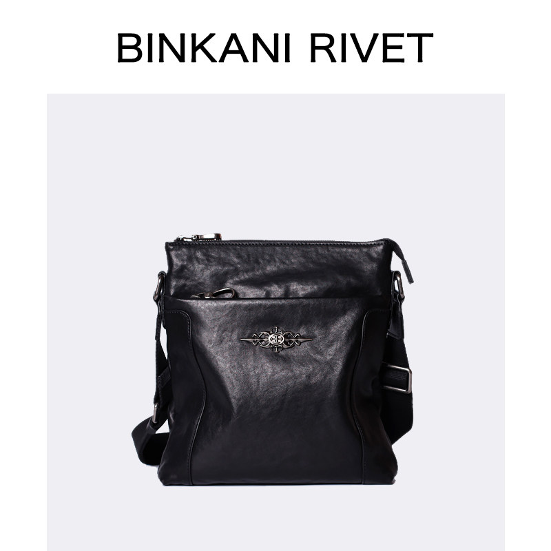 French Binkani men's backpack messenger bag men's leather shoulder bag first layer cowhide casual business fashion large capacity