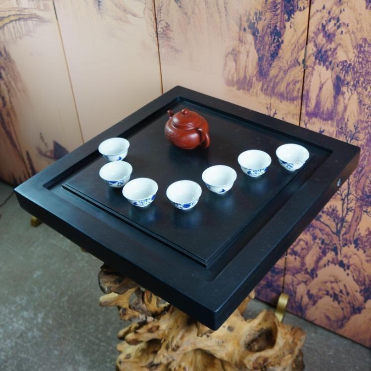 Stone-stone inkstone tea pan tea tray tea sea rectangular table top Shengwu gold stone solid wood tea table drain style fu tea furniture