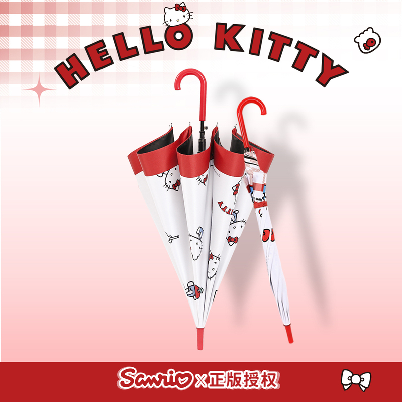 Hello Kitty Genuine Long-Handled Umbrella ins Dual-Use for Sun and Rain, High-Value Student Hello Kitty Sun Protection Umbrella