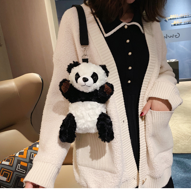 Femmes Moyen Coton Panda Mignon Profilé Fermeture Éclair Sac Bandoulière display picture 2