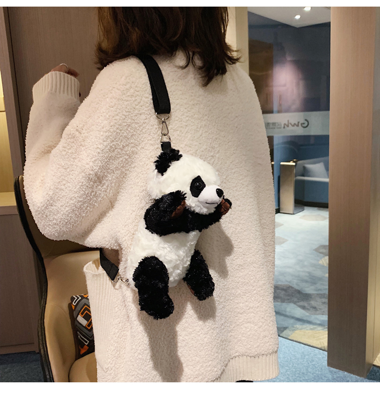 Femmes Moyen Coton Panda Mignon Profilé Fermeture Éclair Sac Bandoulière display picture 1