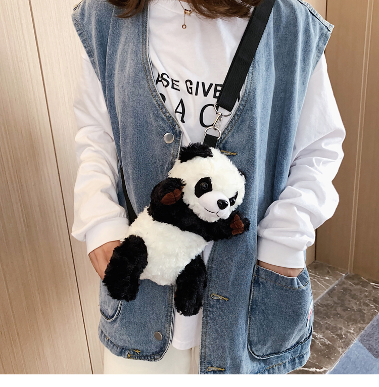 Femmes Moyen Coton Panda Mignon Profilé Fermeture Éclair Sac Bandoulière display picture 7