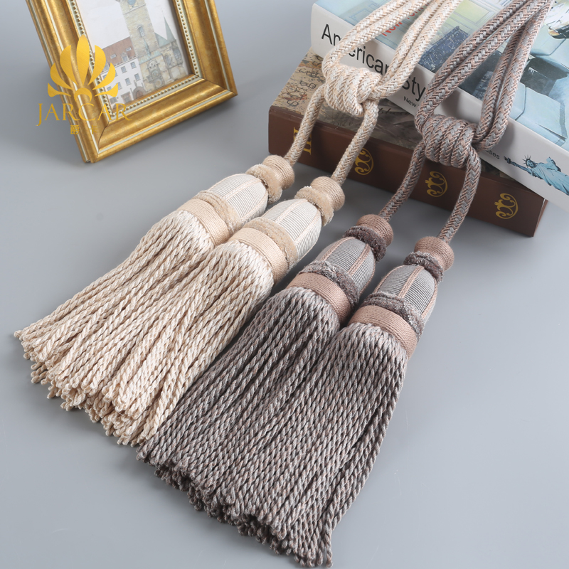 Light and luxurious supplant Hung Ears New Curtain Buttoned Up Strap Bedroom Cozy Hand Woven Hanging Ball Hot Pins