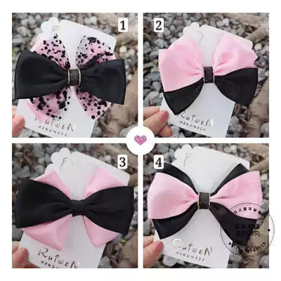 Moon child cochlea cover handmade pink black satin bow Aoomino snail