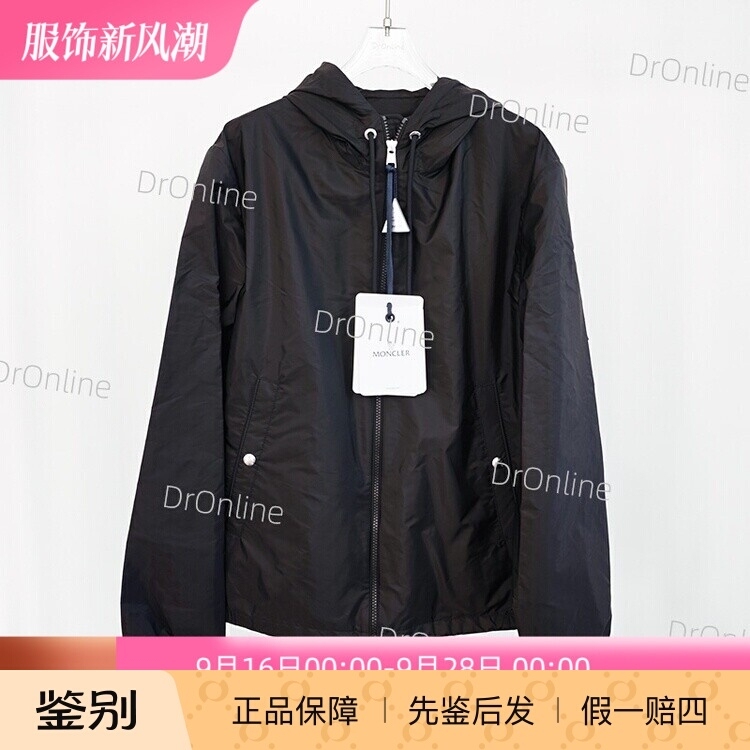 [Domestic Stock] Moncler Hooded Windproof Zip-Up Long-Sleeve Casual Jacket Black Men's Style