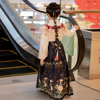 Синий комплект из жемчуга, воротник, повязка на голову, круглый веер, в цветочек