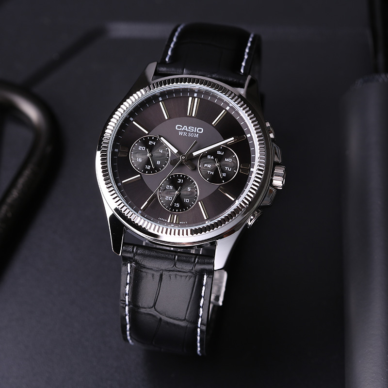 male casio dark steel heart non mechanical quartz watch mtp1375 mtp1374