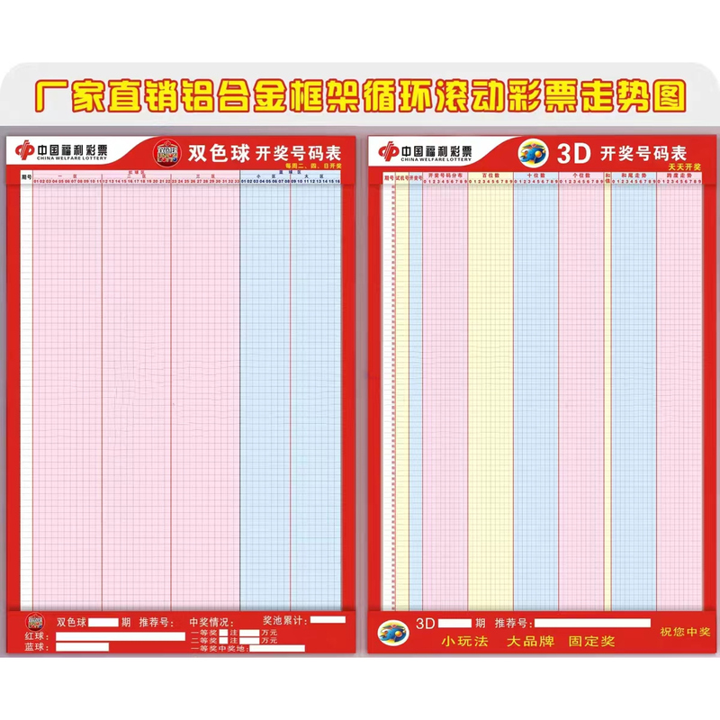 Lottery Chart for the Double Color Ball 3D Lottery/Happy 8 Distribution Chart with Continuous Scrolling/Aluminum Alloy Frame