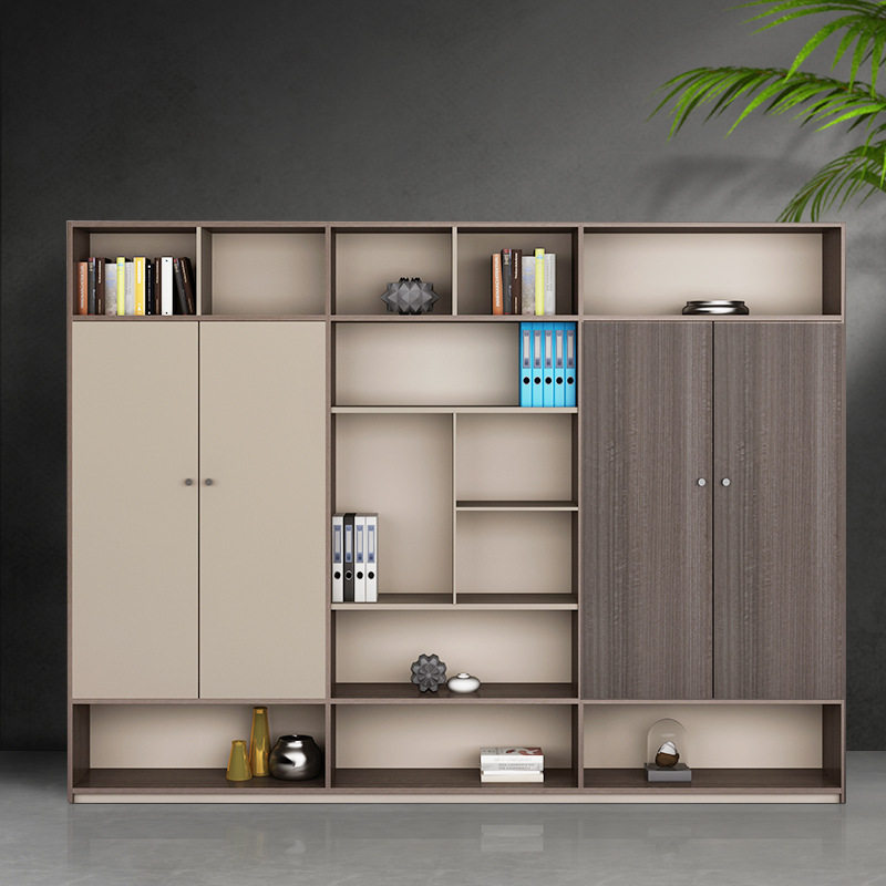 Office bookcase boss file cabinet simple high-end background cabinet wooden data cabinet office furniture combination
